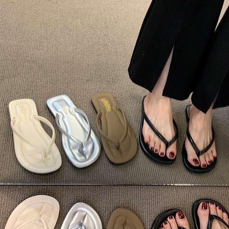 2024 Women's Flip-Flops for Summer, Durable Outdoor Sandals, Flat Toe-Post Beach Shoes, Non-Slip, Comfortable Flat Sole