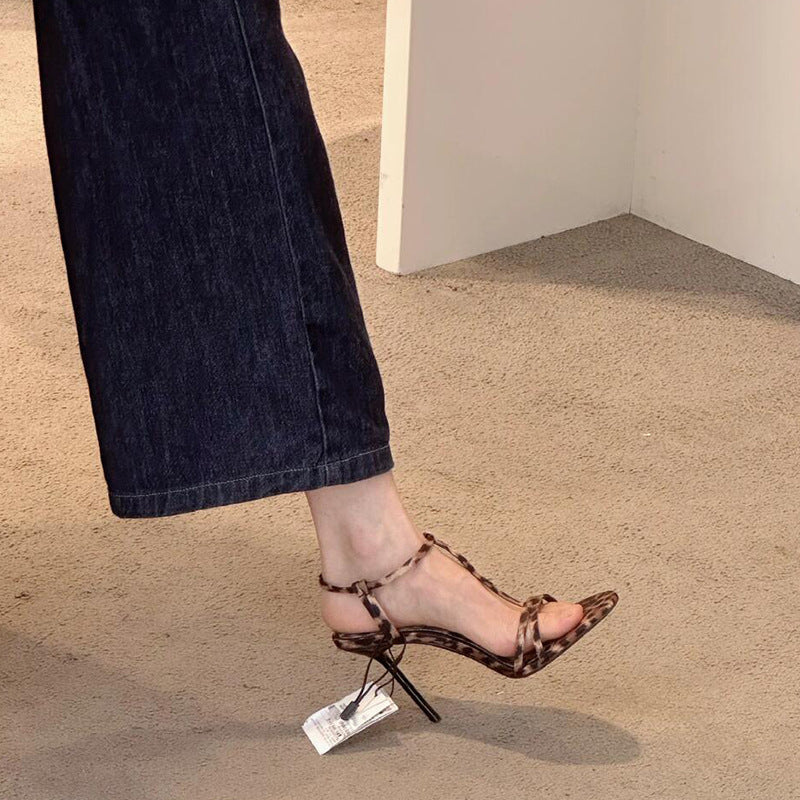 Spice Girls Recommended ~~ Sexy Leopard High Heels Women's Stiletto Heel Open Toe Banquet Sandals Summer