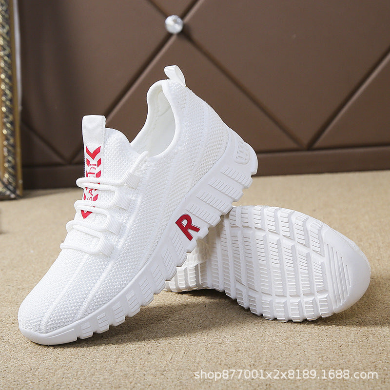23 Years New Summer Women's Shoes Breathable Mesh Shoes Soft Sole Lightweight Sports Shoes Fashionable Versatile White Shoes Comfortable