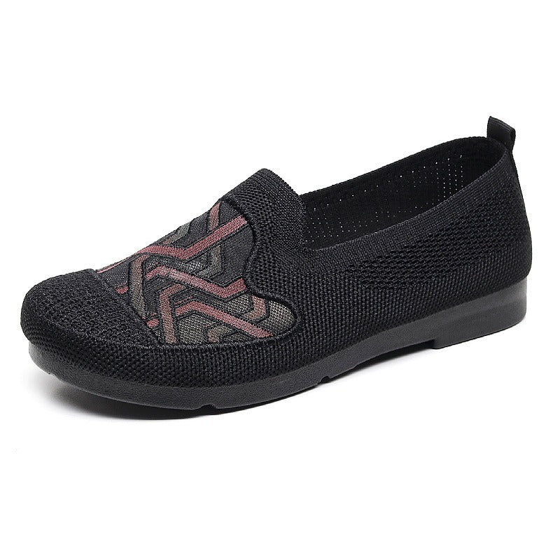 New Old Beijing Cloth Shoes Women's Summer Mesh Breathable Mother Shoes Slip-in Comfortable Cloth Shoes for the Elderly Flat Shoes
