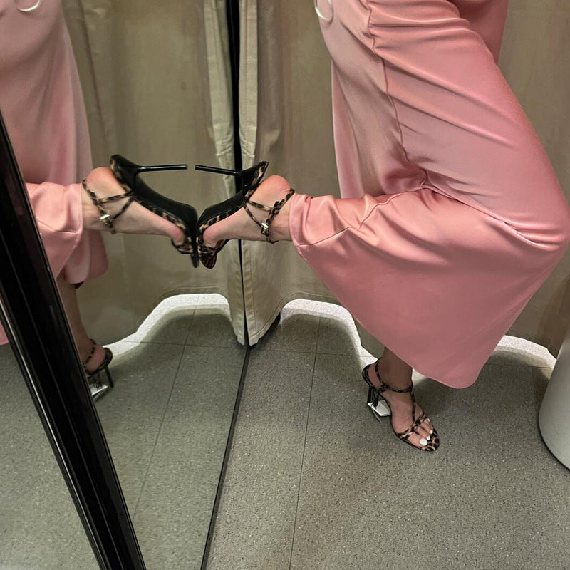 Spice Girls Recommended ~~ Sexy Leopard High Heels Women's Stiletto Heel Open Toe Banquet Sandals Summer