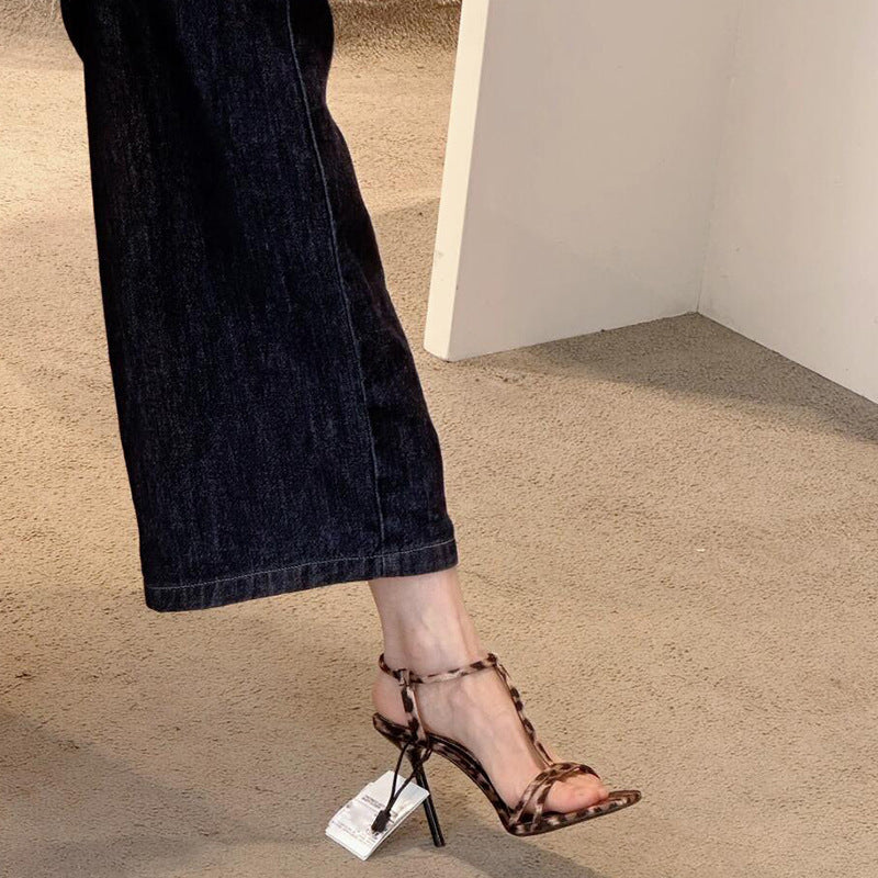 Spice Girls Recommended ~~ Sexy Leopard High Heels Women's Stiletto Heel Open Toe Banquet Sandals Summer