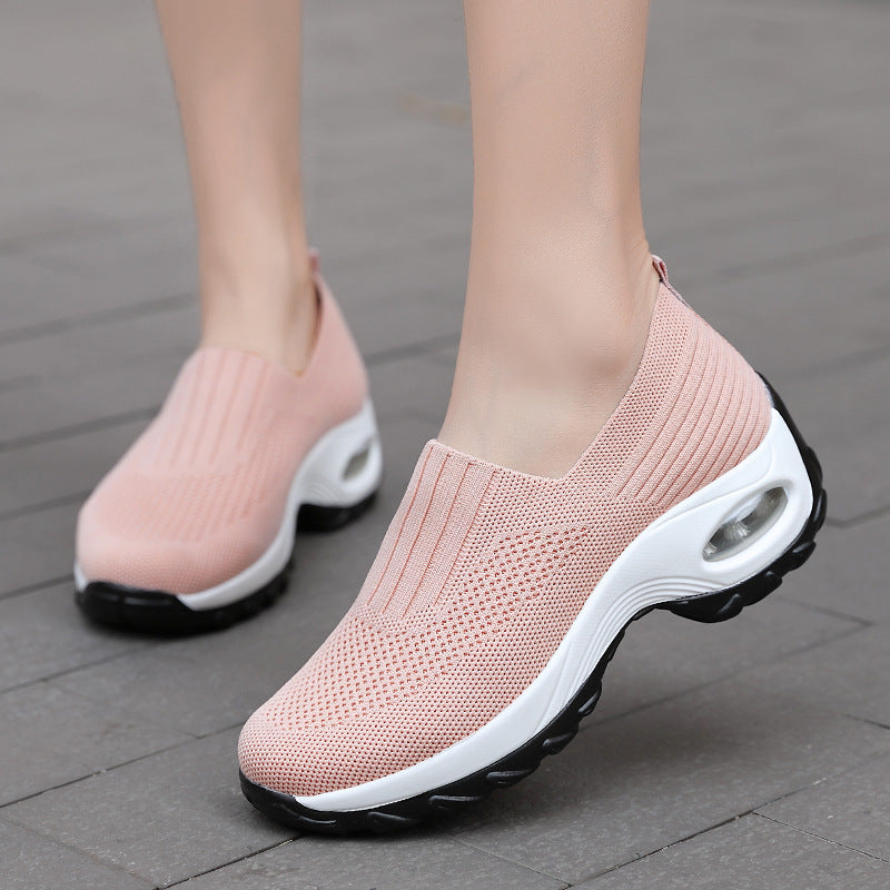 Women's Shoes Summer Soft Sole Breathable Walking Mom Shoes Middle-Aged Mesh Casual Sports Shoes Lazy Slip-On Shoes for Women