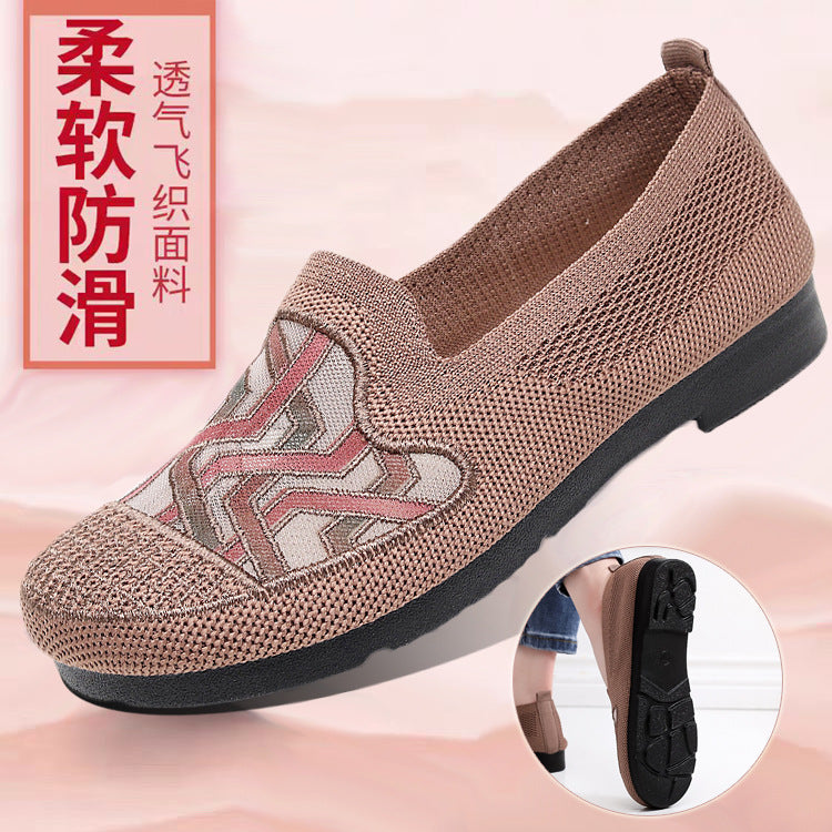 New Old Beijing Cloth Shoes Women's Summer Mesh Breathable Mother Shoes Slip-in Comfortable Cloth Shoes for the Elderly Flat Shoes