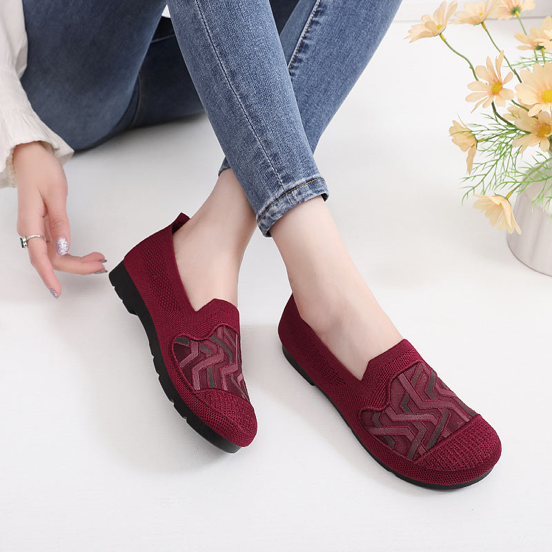 New Old Beijing Cloth Shoes Women's Summer Mesh Breathable Mother Shoes Slip-in Comfortable Cloth Shoes for the Elderly Flat Shoes