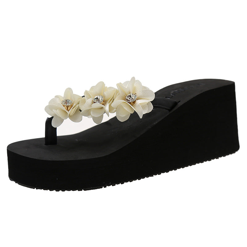 Outdoor student flip-flops women's summer non-slip sandals simple beach slippers flip-flops Korean style wedge platform