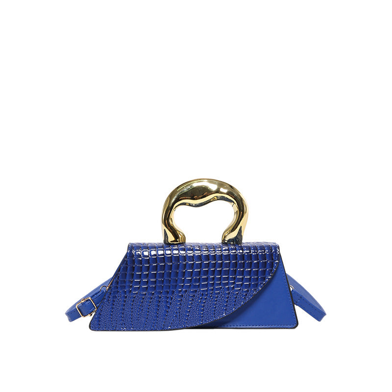 Autumn 2024 New Niche Design Handbag Women's Bag Personalized Crocodile Shoulder Bag Patent Leather Glow Face Crossbody Bag