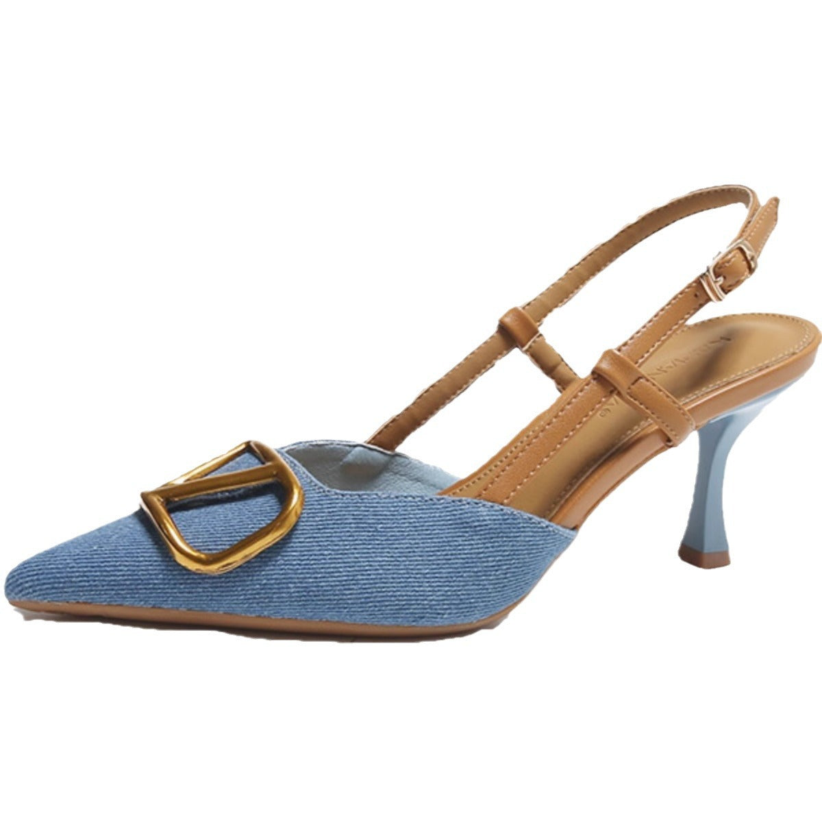 2024 New Summer High Heels Women's Stiletto Heel Pointed Toe Sandals V Buckle Back Empty French Sandals