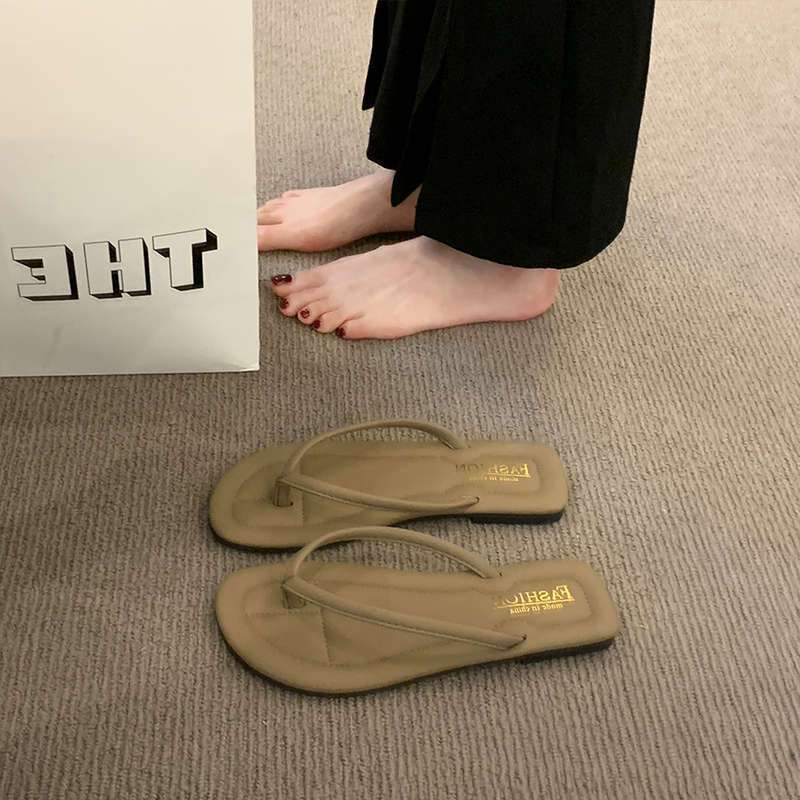 2024 Women's Flip-Flops for Summer, Durable Outdoor Sandals, Flat Toe-Post Beach Shoes, Non-Slip, Comfortable Flat Sole