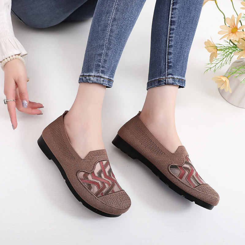 New Old Beijing Cloth Shoes Women's Summer Mesh Breathable Mother Shoes Slip-in Comfortable Cloth Shoes for the Elderly Flat Shoes