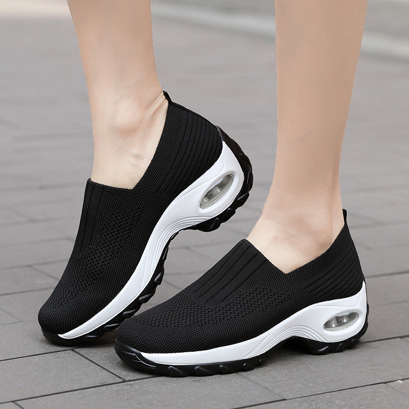 Women's Shoes Summer Soft Sole Breathable Walking Mom Shoes Middle-Aged Mesh Casual Sports Shoes Lazy Slip-On Shoes for Women