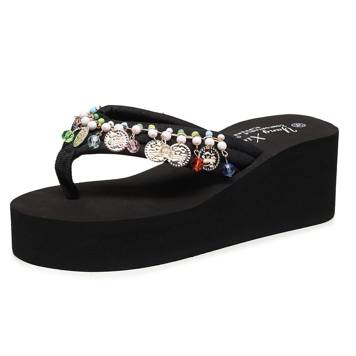 2026 New Summer Fashion Flip-Flops for Women, Summer Outdoor Wear, Thick-Soled Wedge Sandals, Beach Flip-Flops, Trendy