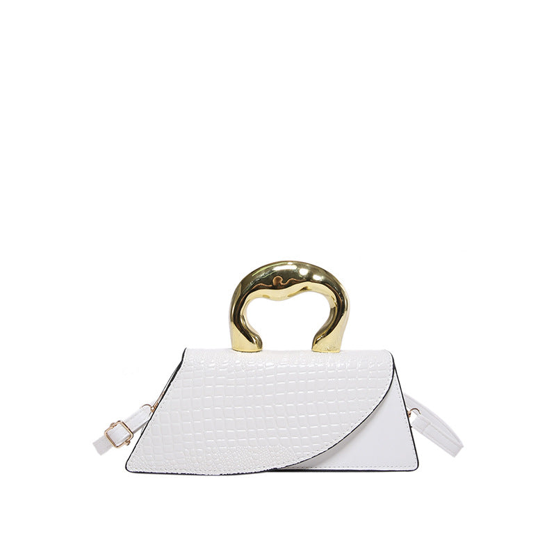 Autumn 2024 New Niche Design Handbag Women's Bag Personalized Crocodile Shoulder Bag Patent Leather Glow Face Crossbody Bag