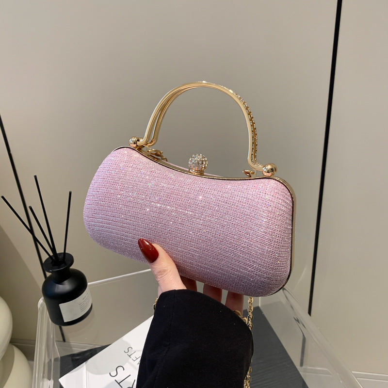 Women's Gentle Fashion Handbag 2024 Spring New All-match Ins Shoulder Crossbody Bag Chain Small Square Bag for Women