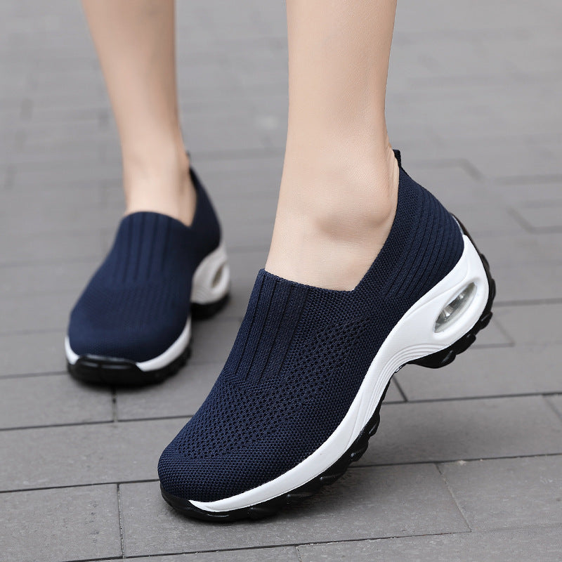 Women's Shoes Summer Soft Sole Breathable Walking Mom Shoes Middle-Aged Mesh Casual Sports Shoes Lazy Slip-On Shoes for Women