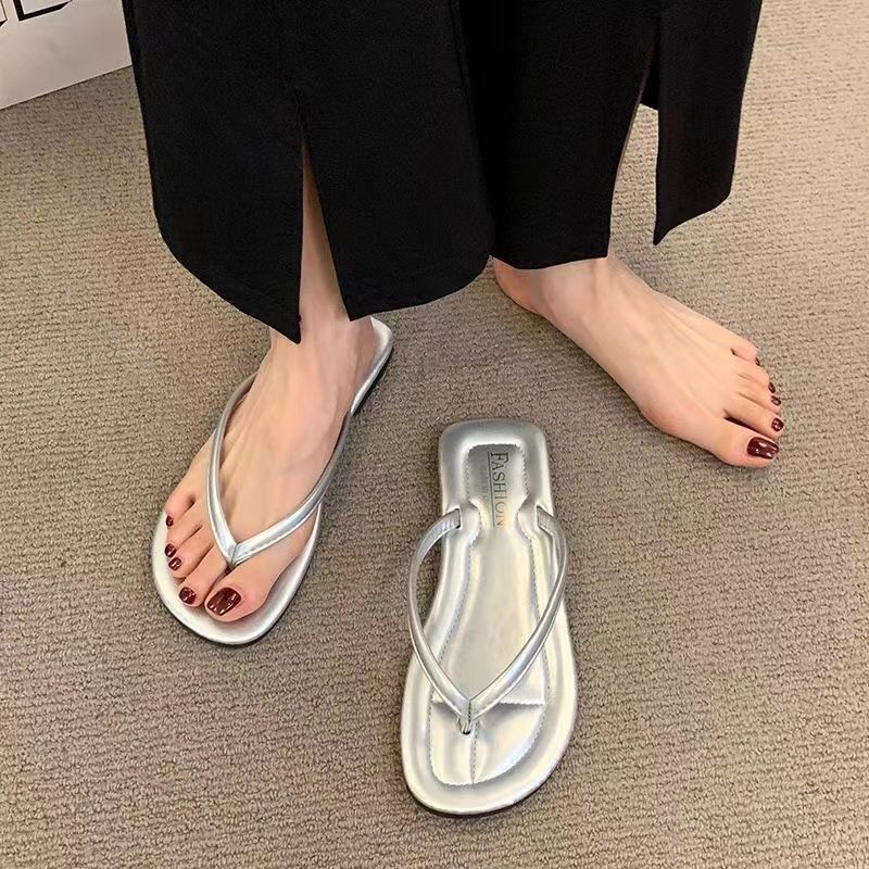 2024 Women's Flip-Flops for Summer, Durable Outdoor Sandals, Flat Toe-Post Beach Shoes, Non-Slip, Comfortable Flat Sole