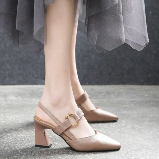 Summer new back empty sandals women's casual square horseshoe heel thick heel high heel fashion casual leather women's shoes wholesale