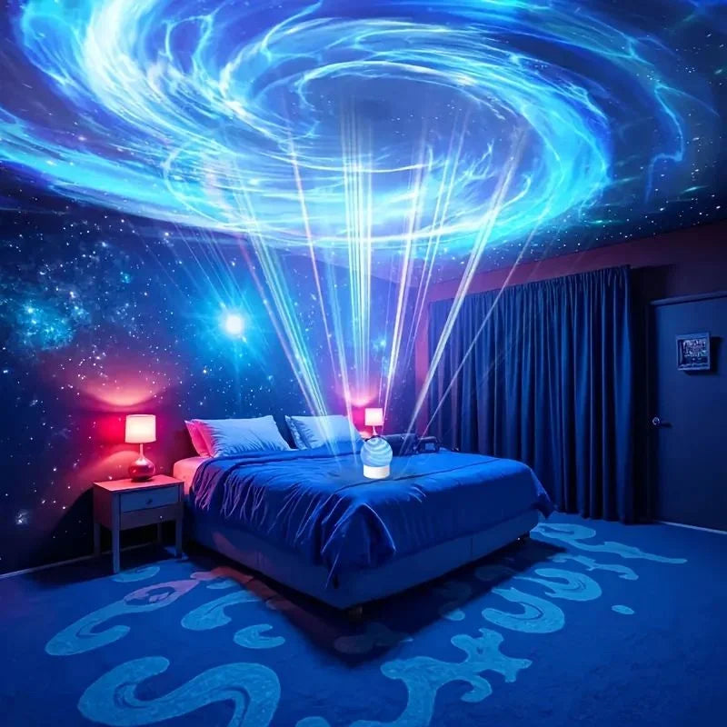 2-in-1 Ocean Wave Projector Light & Northern Aurora Lamp | 16 Colors RGB Night Light Projector  | Bedroom Mood Lamp
