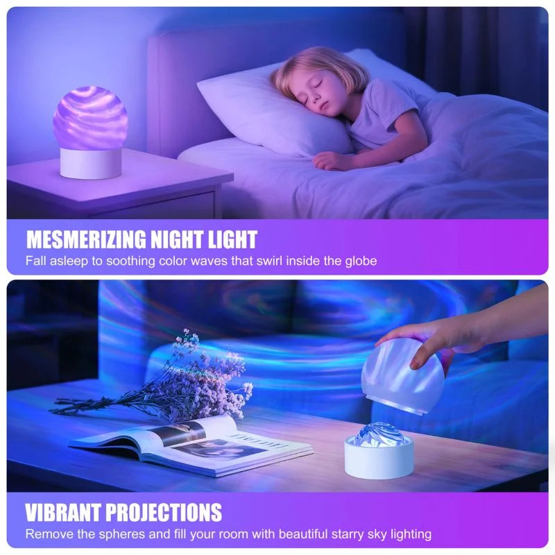 2-in-1 Ocean Wave Projector Light & Northern Aurora Lamp | 16 Colors RGB Night Light Projector  | Bedroom Mood Lamp