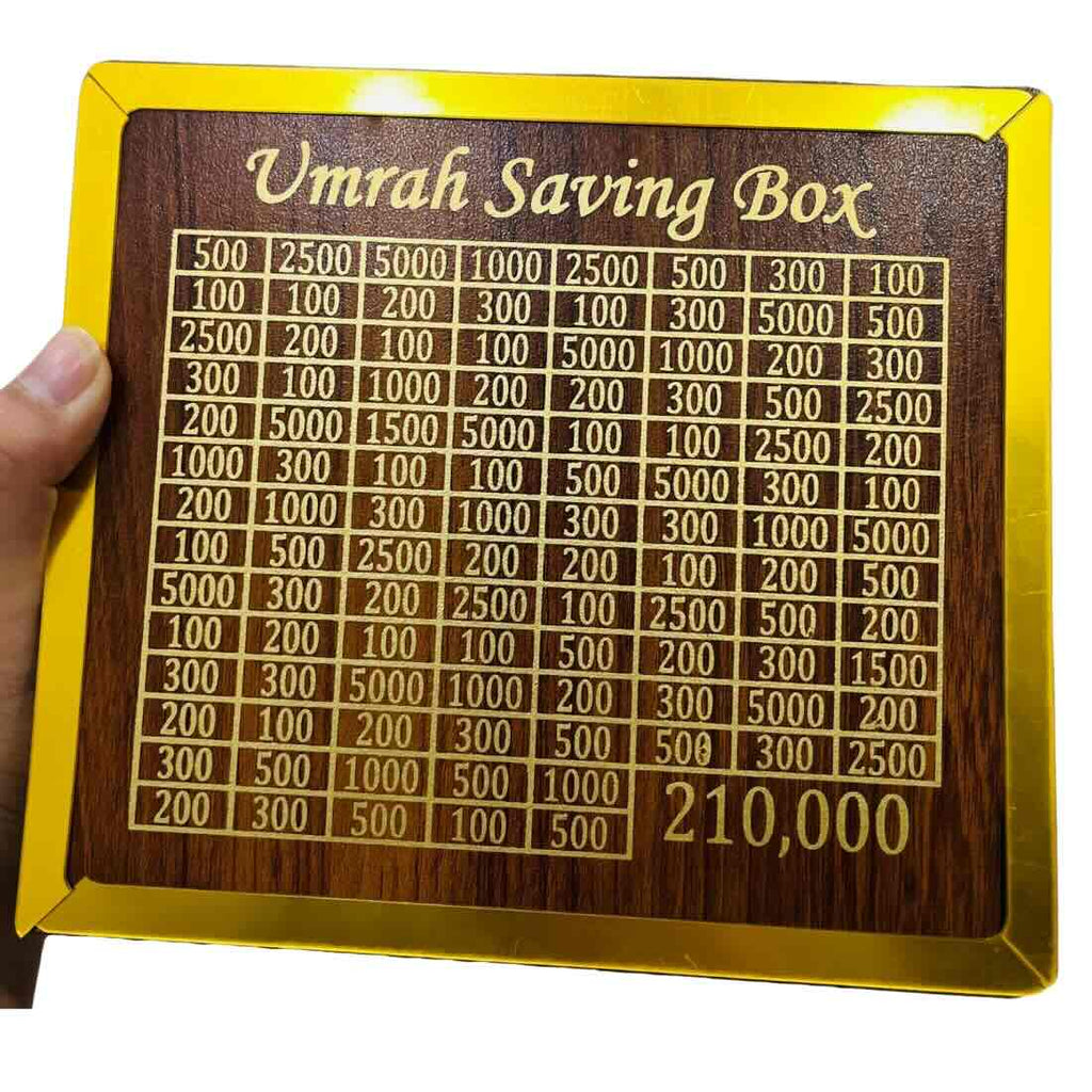 Umrah Saving Box – Premium Wooden | Save PKR 210,000 in 280 Days