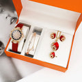 Women's Red Crystal Watch & Jewelry Set