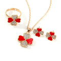Red Four-leaf Clover Jewelry Set for Women