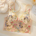 Transparent Embroidered Floral Sling Bra Non-Rimmed Small