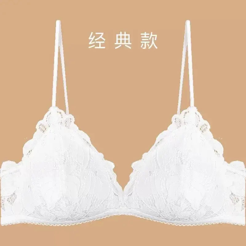 Black Lace Triangle Cup Bra Small Chest Push Up