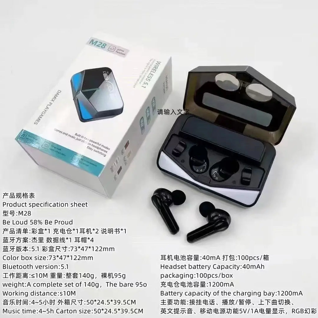 Wireless Bluetooth Headset with RGB Light & Charging Case