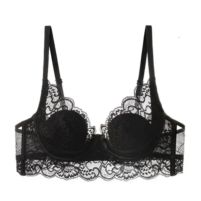 Black Lace Bra Large Bust Anti-Sagging Minimizer