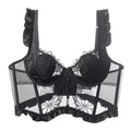 Black Lace French Waistcoat Bra Set for Women