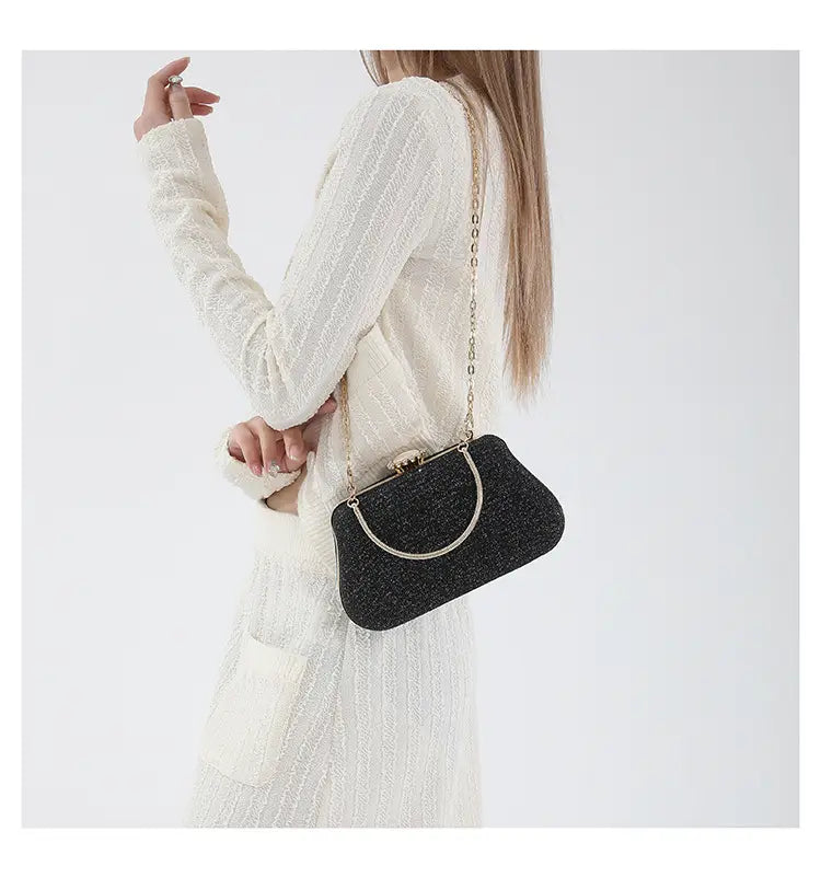2024 Summer Shoulder Bag Black High-End Textured Crossbody
