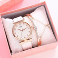 Pink Rose Gold Watch & Bracelet Set for Women