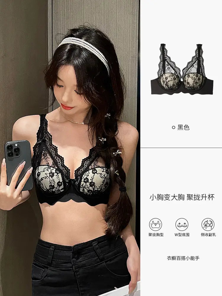 Black Lace Push Up Bra for Women Small