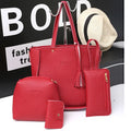 Women's 4-Piece Pink Leather Handbag Set