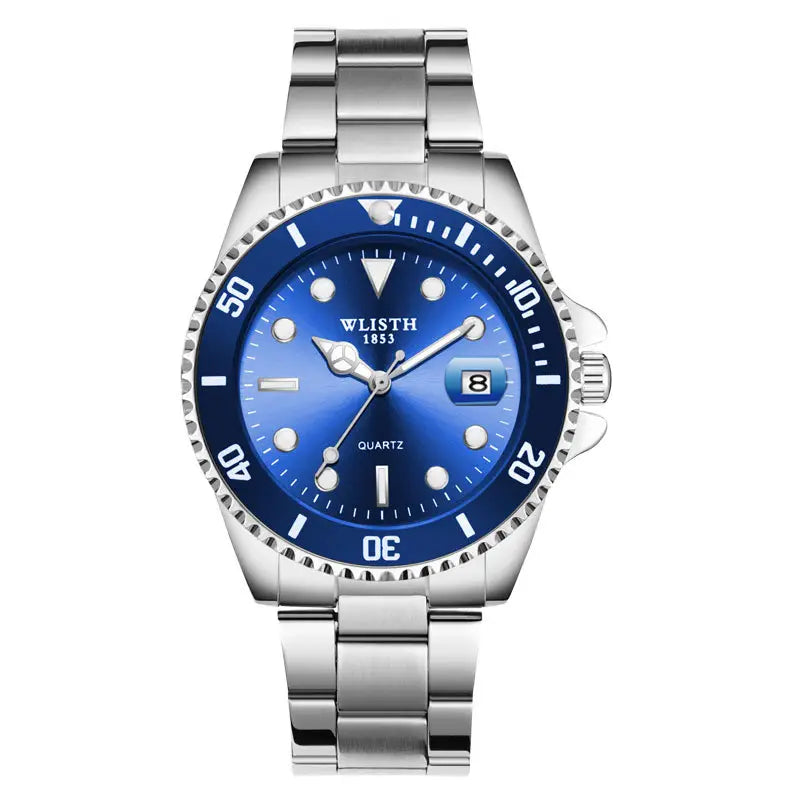 Men's Green Chronograph Watch with Stainless Steel Band