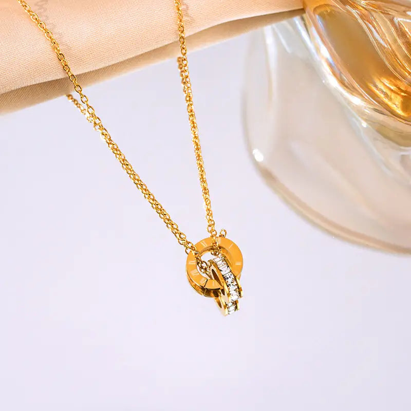 Gold Titanium Necklace Set for Women Fashion Jewelry