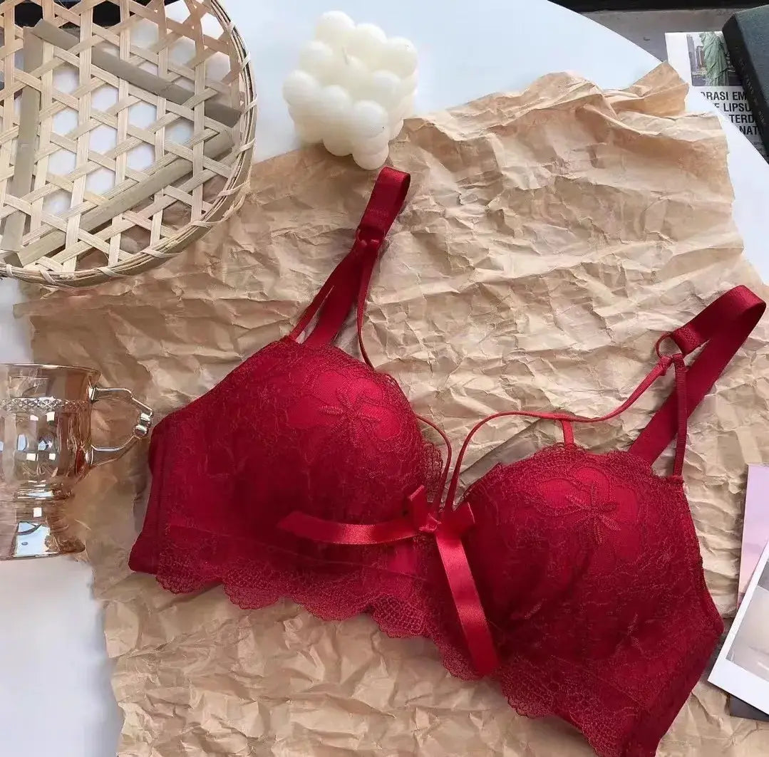 Red Lace Push Up Bra for Small Chest Anti Sagging