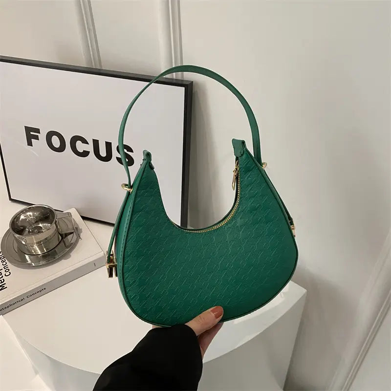 Green Embossed Shoulder Bag for Women 2025