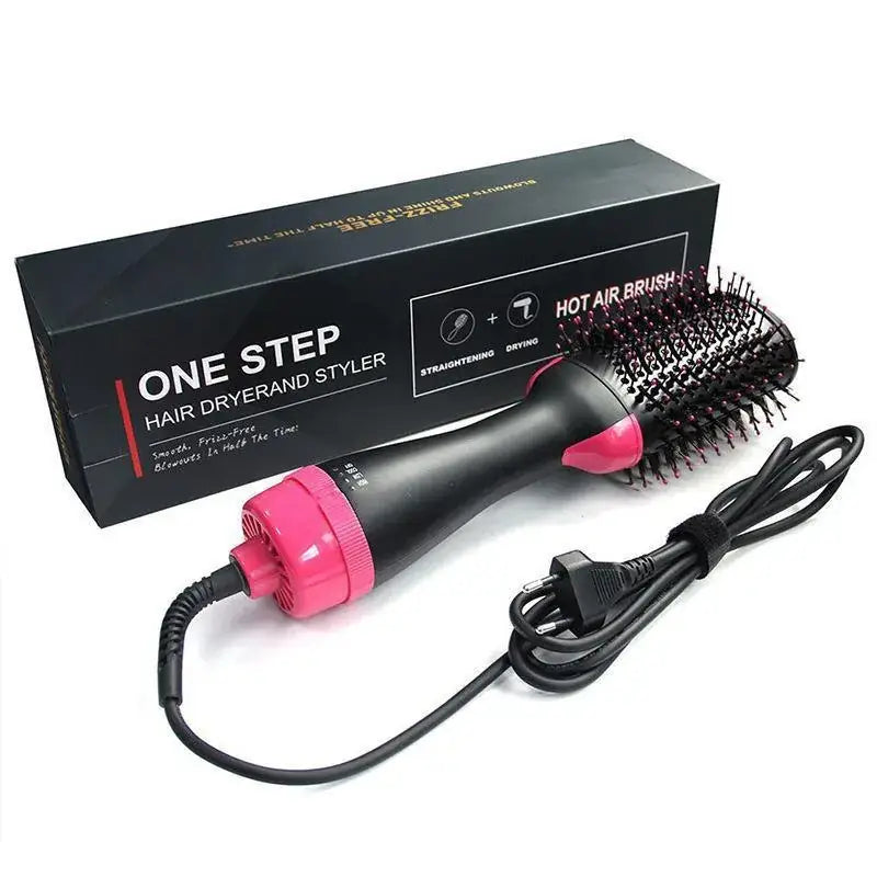 Hot Air Hair Straightener with Pink Brush & Negative Ion Technology