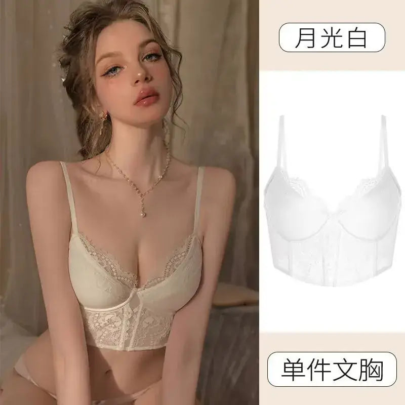 French Style Lace Cup Bra Set Black