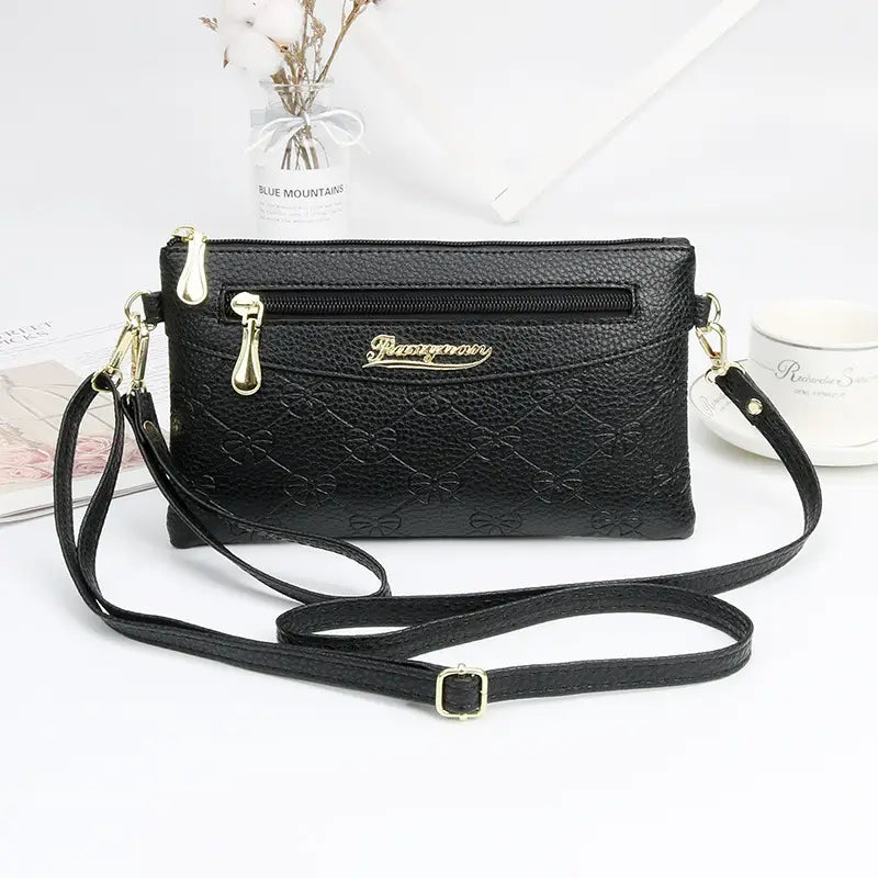 Black Embossed Crossbody Bag for Women