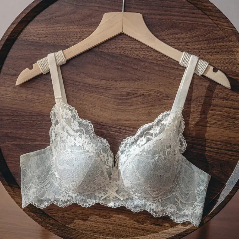 Black Lace Push-Up French Bra with Adjustable Straps