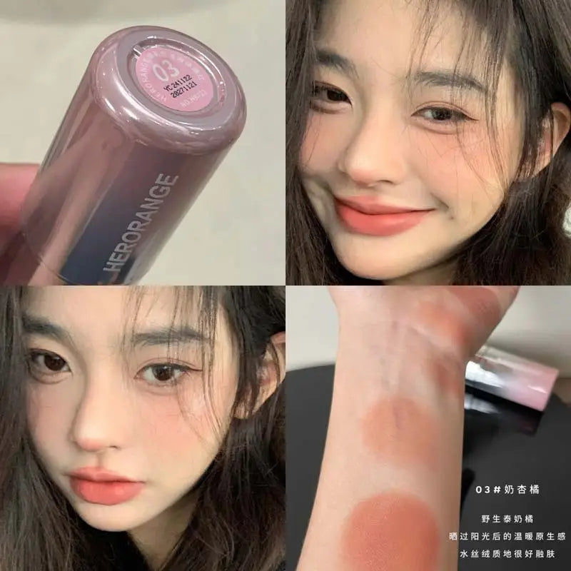 Korean Matte Blush Liquid Orange Low Saturation