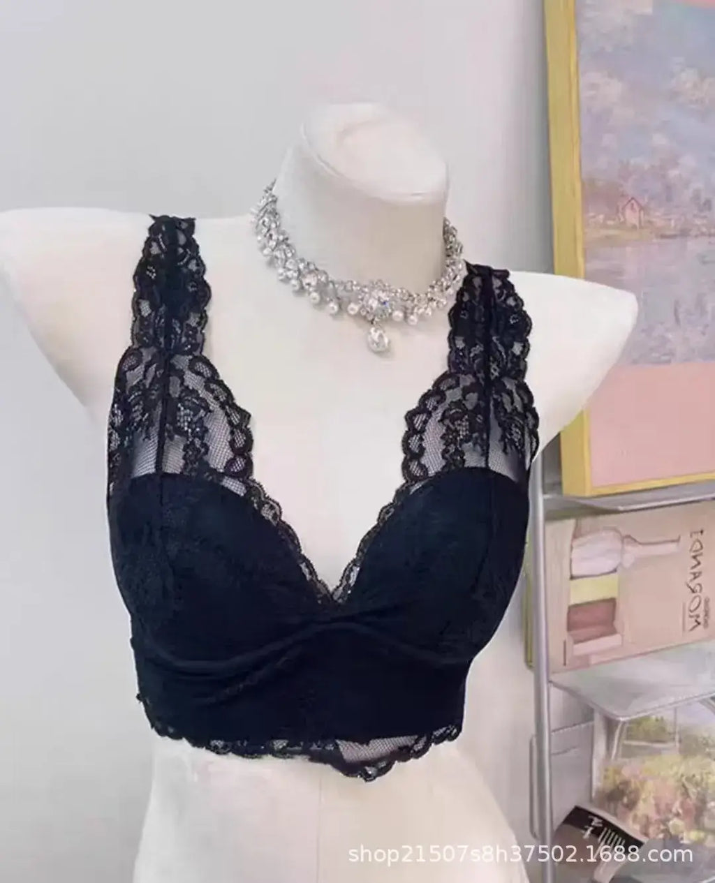 Big Chest Small Underwear Women's French Lace Back Vest