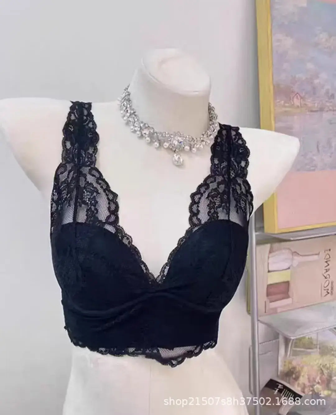 Big Chest Small Underwear Women's French Lace Back Vest