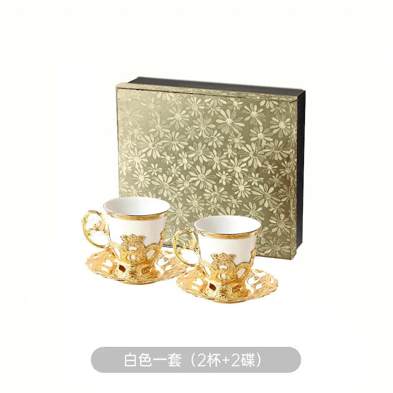 Gold 2-Cup Saucer Gift Box for Coffee