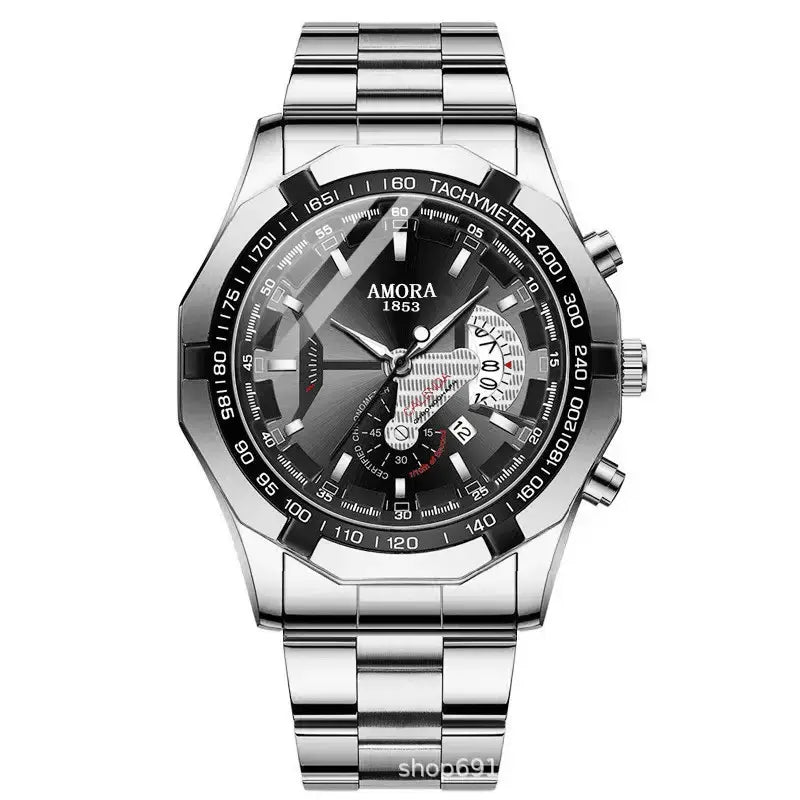 Amora Swiss Men's Chronograph Watch Black Stainless