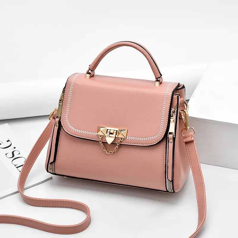 Pink Leather Shoulder Bag for Women 2021