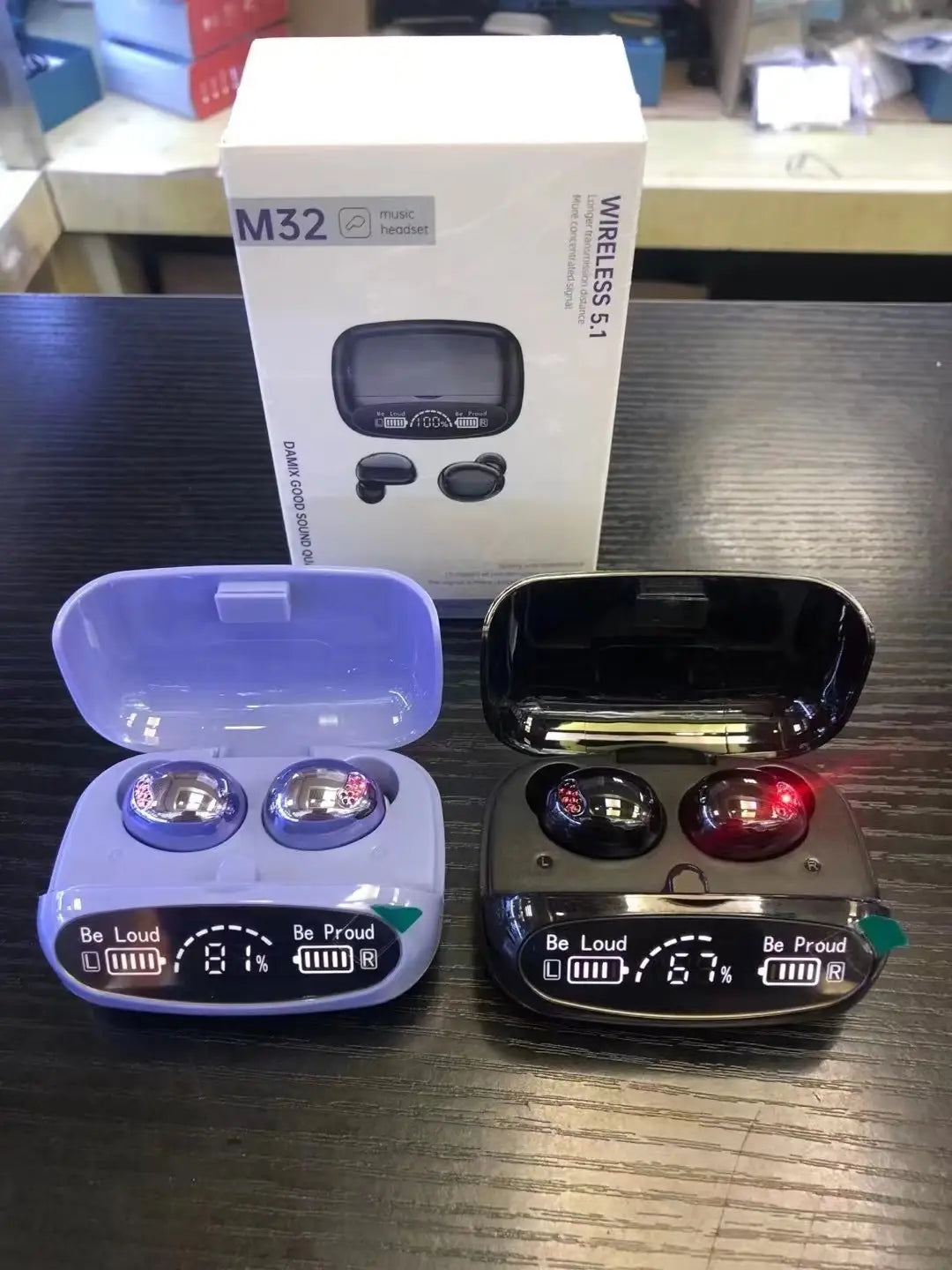 Wireless Bluetooth Headset with RGB Light & Charging Case